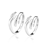 Couple Hands Embrace Adjustable 925 Sterling Silver Ring