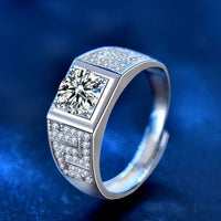 Men's Geometry Square Moissanite Ring in 925 Sterling Silver