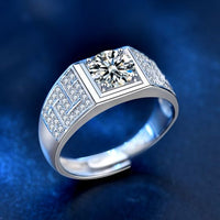 Men's Geometry Square Moissanite Ring in 925 Sterling Silver