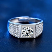 Men's Geometry Square Moissanite Ring in 925 Sterling Silver