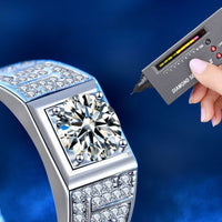 Men's Geometry Square Moissanite Ring in 925 Sterling Silver