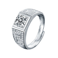 Men's Geometry Square Moissanite Ring in 925 Sterling Silver