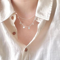 S925 Double-Layer Sequin Snake Bone Necklace