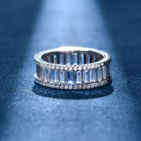 Simple Geometry Baguette Crystal Ring in 925 Sterling Silver