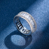 Simple Geometry Baguette Crystal Ring in 925 Sterling Silver