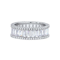 Simple Geometry Baguette Crystal Ring in 925 Sterling Silver
