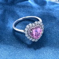 8mm Heart Created High Carbon Diamond Ring, 925 Sterling Silver