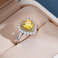 8mm Heart Created High Carbon Diamond Ring, 925 Sterling Silver