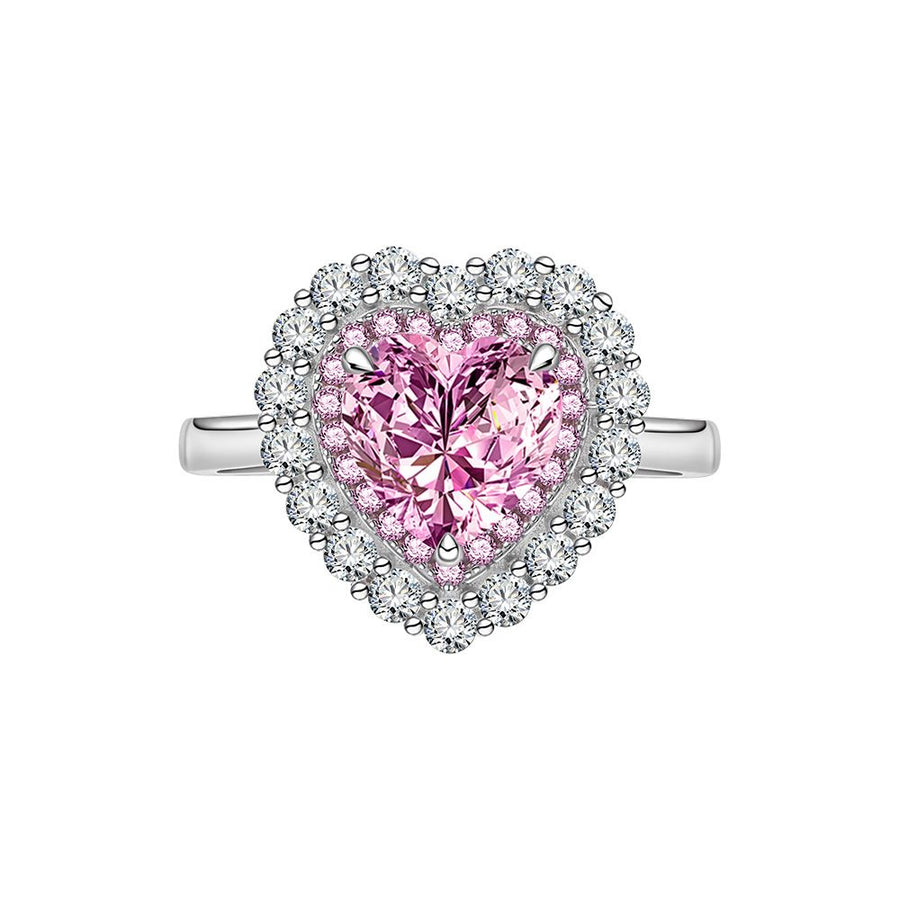 8mm Heart Created High Carbon Diamond Ring, 925 Sterling Silver