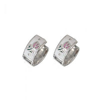 Graduation Tulip Flower 925 Sterling Silver Hoop Earrings