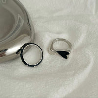 Black Heart Love 925 Sterling Silver Adjustable Ring
