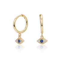 Geometric Evil Eye Cubic Zirconia Dangle Earrings, 925 Sterling Silver