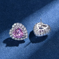 8mm Heart Created High Carbon Diamond Crystal Sterling Silver Stud Earrings