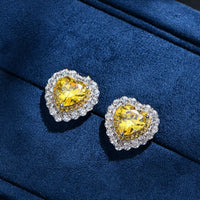 8mm Heart Created High Carbon Diamond Crystal Sterling Silver Stud Earrings