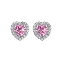 8mm Heart Created High Carbon Diamond Crystal Sterling Silver Stud Earrings