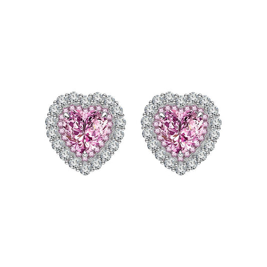 8mm Heart Created High Carbon Diamond CZ Sterling Silver Stud Earrings