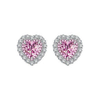 8mm Heart Created High Carbon Diamond Crystal Sterling Silver Stud Earrings