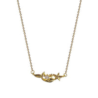 Starfish and Whale Crystal 925 Sterling Silver Necklace