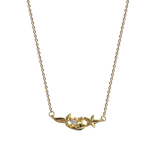 Starfish and Whale CZ 925 Sterling Silver Necklace