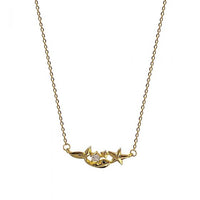 Starfish and Whale Crystal 925 Sterling Silver Necklace