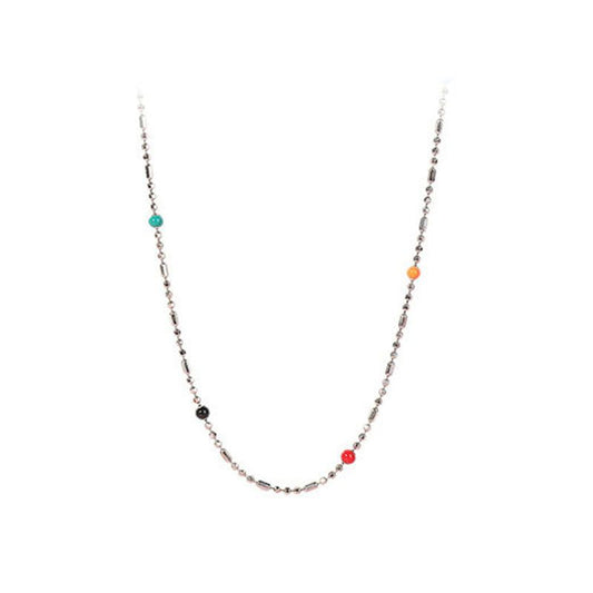 Colorful Beads Chain 925 Sterling Silver Necklace