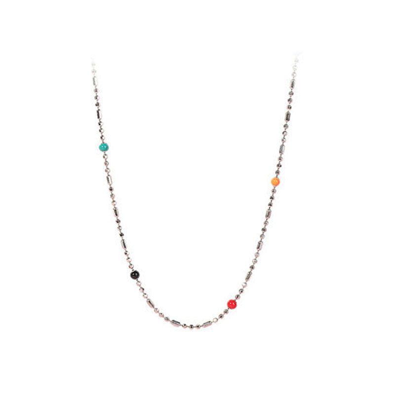 Colorful Beads Chain 925 Sterling Silver Necklace