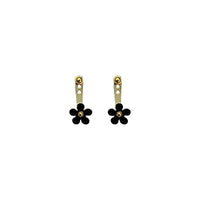 Sweet Black Flower Sterling Silver Dangling Earrings