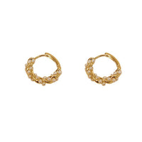 Mini Shell Pearl Twisted Cross Sterling Silver Hoop Earrings