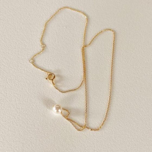Round Shell Pearl Curb Chain Necklace, 925 Sterling Silver