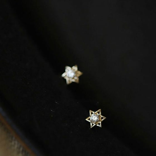 CZ Hexagram Star Sterling Silver Stud Earrings