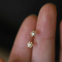 Crystal Hexagram Star Sterling Silver Stud Earrings