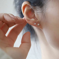 Crystal Hexagram Star Sterling Silver Stud Earrings