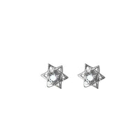 Crystal Hexagram Star Sterling Silver Stud Earrings