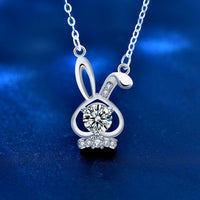 Bunny Ear Rabbit Crystal 925 Sterling Silver Necklace