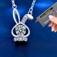 Bunny Ear Rabbit Crystal 925 Sterling Silver Necklace