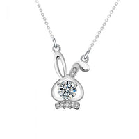 Bunny Ear Rabbit Crystal 925 Sterling Silver Necklace
