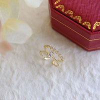 Elegant Double-Layer Crystal Oval Round Adjustable Ring