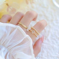 Elegant Double-Layer Crystal Oval Round Adjustable Ring