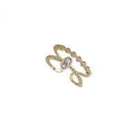 Elegant Double-Layer Crystal Oval Round Adjustable Ring