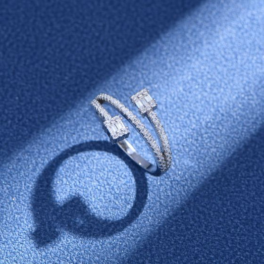 Triple Layer CZ Adjustable Ring