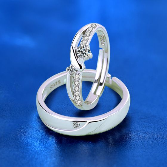 Honey Moon Twisted Cross Adjustable Couple Ring