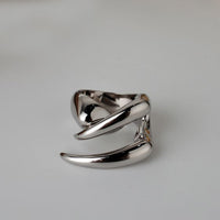 Glossy Irregular Bucktooth 925 Sterling Silver Adjustable Ring