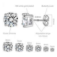 Four Claw Round Crystal Sterling Silver Stud Earrings
