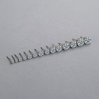 Four Claw Round Crystal Sterling Silver Stud Earrings