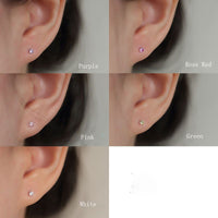 Round 2mm Crystal Sterling Silver Stud Earrings