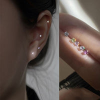 Round 2mm Crystal Sterling Silver Stud Earrings