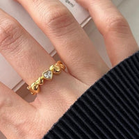 Friend's Heart in Heart Crystal Sterling Silver Adjustable Ring