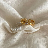 Friend's Heart in Heart Crystal Sterling Silver Adjustable Ring