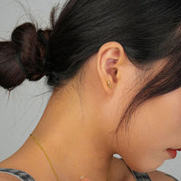 Mini Colorful Crystal Crescent Moon Stud Earrings