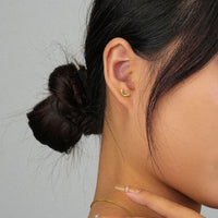 Mini Colorful Crystal Crescent Moon Stud Earrings